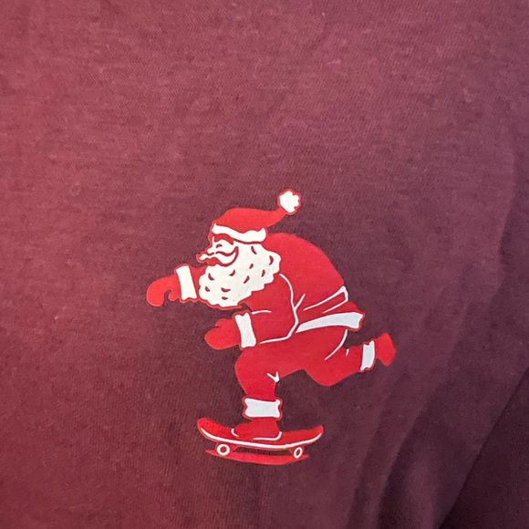 Old Navy maroon Christmas sweatshirt Skateboard Santa size LG long sleeve cotton - Picture 10 of 14